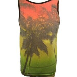 Womens Blue Crown Cotton Blend Jersey Floral Tank Top sz Med
